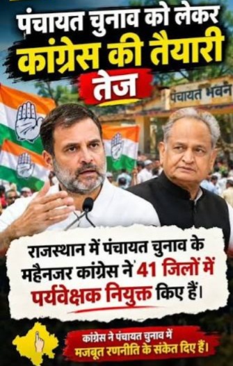 Rajasthan Congress Appoints 41 District Observers Ahead of Panchayati Raj Elections